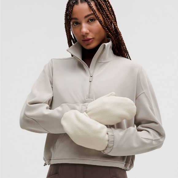 Fleece Mittens In Bone - Picture 1 of 4